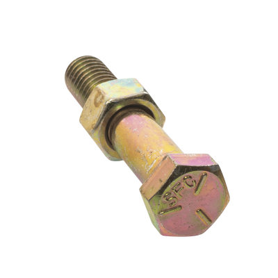 Paquete de 6 Tornillos Grado 5 con Tuercas Tropicalizadas de 3/8" x 2".