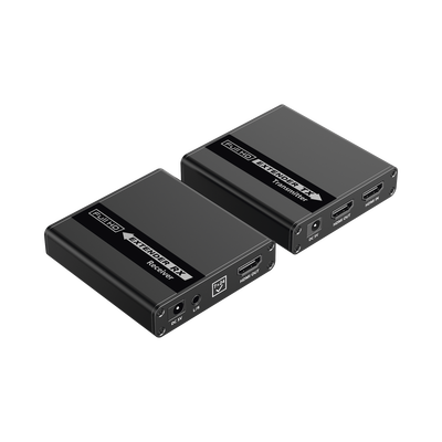 Kit Extensor HDMI para distancias de 70 metros / Soporta resoluciones 720 y 1080P @ 60 Hz / Cat 6, 6a y 7 / Cero Latencia / Uso 24/7 / HDR10 / Salida Loop / Configuración EDID / Soporta control remoto del equipo fuente / Salida de audio de 3.5mm