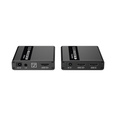 Kit Extensor HDMI para distancias de 70 metros / Soporta resoluciones 720 y 1080P @ 60 Hz / Cat 6, 6a y 7 / Cero Latencia / Uso 24/7 / HDR10 / Salida Loop / Configuración EDID / Soporta control remoto del equipo fuente / Salida de audio de 3.5mm