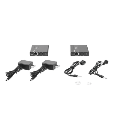 Kit Extensor HDMI para distancias de 70 metros / Soporta resoluciones 720 y 1080P @ 60 Hz / Cat 6, 6a y 7 / Cero Latencia / Uso 24/7 / HDR10 / Salida Loop / Configuración EDID / Soporta control remoto del equipo fuente / Salida de audio de 3.5mm