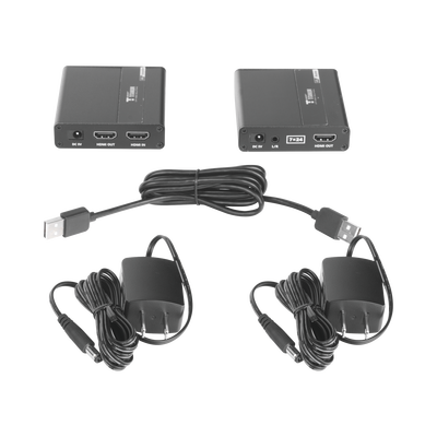 Kit extensor KVM (HDMI y USB) | 40m 4k@30Hz 40m | 1080P@60Hz | Cat 6, 6a y 7 | CERO LATENCIA | HDR | Salida Loop | Uso 24/7 | Salida de audio de 3.5mm | Transmite el Video y Controla tu DVR vía USB a distancia.