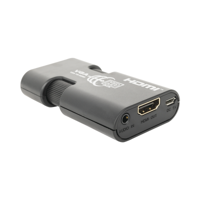 MINI Adaptador de VGA a HDMI / Resolución 1920x1080 @ 60Hz / Jack de audio de 3.5mm / Soporta alimentacion por Micro USB