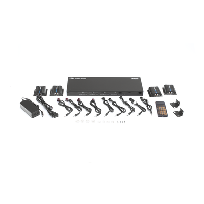 MATRICIAL Y EXTENSOR DE VIDEO HDMI 4 x 4 / 4 Entradas HDMI / 4 Salidas HDMI Loop / 4 Salidas RJ45 para Extender la señal 40 metros por salida / 1080 @ 60Hz / Conmutación por RS232, Control Remoto o Ethernet.