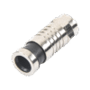 Conector F Macho de Compresión para cable RG-6, Cuerpo de Bronce Niquelado.