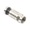 Conector F Macho de Compresión para cable RG-6, Cuerpo de Bronce Niquelado.