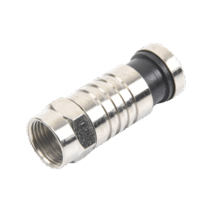 Conector F Macho de Compresión para cable RG-6, Cuerpo de Bronce Niquelado. Conector F Macho de Compresión para cable RG-6, Cuerpo de Bronce Niquelado.