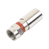Conector F Macho de Compresión, Metálico para cable RG-59, Cuerpo de Bronce Niquelado.