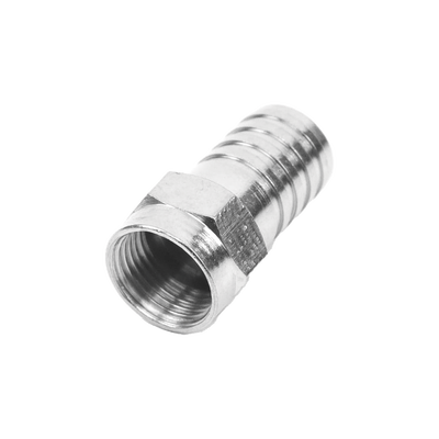 Conector F Macho, Plegable de Doble Blindaje para cable RG-59, Cuerpo de Bronce Niquelado.