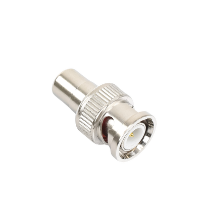 Adaptador en línea para 75 Ohm, de conector BNC macho a RCA hembra en aplicaciones de Audio-Video para cámaras, monitores y DVR´s.