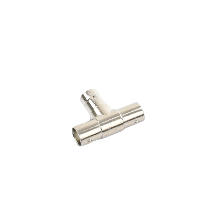 Adaptador en T para 75 Ohm de triple conectores BNC Hembras, Níquel/ Oro/ Teflón. Adaptador en T para 75 Ohm de triple conectores BNC Hembras, Níquel/ Oro/ Teflón.
