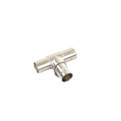 Adaptador en T para 75 Ohm de triple conectores BNC Hembras, Níquel/ Oro/ Teflón. Adaptador en T para 75 Ohm de triple conectores BNC Hembras, Níquel/ Oro/ Teflón.