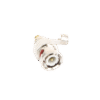 Conector BNC macho en 75 Ohm, para cable coaxial RG-59 / Con base de alivio negra de PVC, Níquel/ Oro/ PTFE.