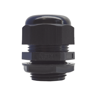 Conector Plástico Negro Tipo Glándula para Rosca NPT 1" Conector Plástico Negro Tipo Glándula para Rosca NPT 1"