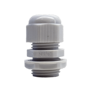 Conector Plástico Blanco Tipo Glándula para Rosca NPT 1/2" Conector Plástico Blanco Tipo Glándula para Rosca NPT 1/2"