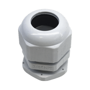 Conector Plástico Blanco Tipo Glándula para Rosca NPT 3/4" Conector Plástico Blanco Tipo Glándula para Rosca NPT 3/4"