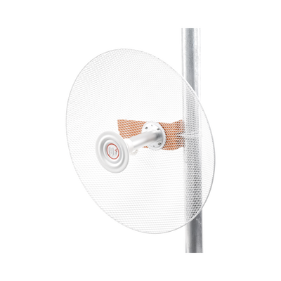 Antena direccional con diseño aerodinámico para minimiza la resistencia al viento, Ganancia de 30 dBi, frecuencia (4.9 - 6.5 GHz), Polarización doble, incluye montaje para torre o mástil
