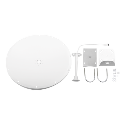 Antena Direccional con Frecuencia Extendida / 4.8 - 6.5 GHz / 28 dBi / Jumper incluido con conector SMA-Macho Inverso / Polaridad en 90º y 45º / Montaje incluido para torre o mástil