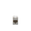 Jack UltraMAX Cat6A, UTP, Montaje híbrido en Placa de Pared (Plano y Angulado), Color Gris, Punch Down