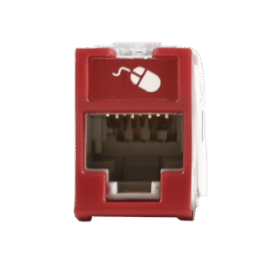 Jack UltraMAX Cat6, UTP, Montaje híbrido en Placa de Pared (Plano y Angulado), Color Rojo, Punch Down