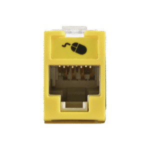 Jack UltraMAX Cat6, UTP, Montaje híbrido en Placa de Pared (Plano y Angulado), Color Amarillo, Punch Down