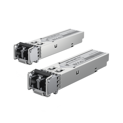 UFiber Módulo SFP, transceptor MiniGibic MultiModo 1.25 Gbps, distancia 550m, conectores LC, paquete de 2 piezas UFiber Módulo SFP, transceptor MiniGibic MultiModo 1.25 Gbps, distancia 550m, conectores LC, paquete de 2 piezas