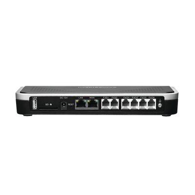 Conmutador IP-PBX de 4 puertos FXO + 2 FXS, 45 llamadas concurrentes, 500 usuarios y doble puerto Gigabit