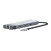 Adaptador HUB 9 en 1, 1 puerto USB-C entrada, 1 puerto HDMI 4K, 1 puerto Ethernet Gigabit, 1 puerto SD y MicroSD, 1 puerto USB-C y 3 puertos USB-A