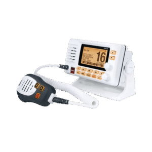 Radio Móvil Marino VHF, color blanco con receptor de GPS integrado, puerto de conexión NMEA 2000, 25W de potencia de RF, sumergible IPX8. Radio Móvil Marino VHF, color blanco con receptor de GPS integrado, puerto de conexión NMEA 2000, 25W de potencia de RF, sumergible IPX8.
