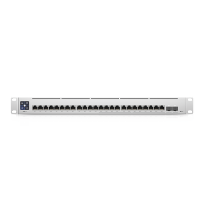 UniFi Switch Empresarial Capa 3 de 24 puertos PoE 802.3af/at (12 puertos 2.5G y 12 puertos 1G) + 2 puertos 1/10G SFP+, 400W, pantalla informativa