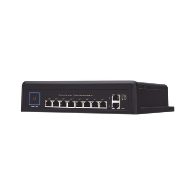 Switch industrial UniFi PoE de 10 puertos Gigabit (8 x 802.3bt y 2 x Ethernet) para temperaturas extremas Switch industrial UniFi PoE de 10 puertos Gigabit (8 x 802.3bt y 2 x Ethernet) para temperaturas extremas
