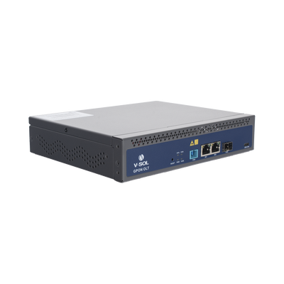 OLT de 1 puerto GPON SC/UPC + 3 puertos Uplink (2 puertos Gigabit Ethernet + 1 puerto SFP/SFP+), Fuente de alimentación redundante AC/DC , hasta 128 ONUS