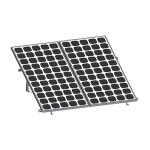 Montaje para 2 Paneles Solares, Riel "8" de 2700mm para Módulos con Espesor de 35mm, Velocidad de Viento Máx. 136km/h Montaje para 2 Paneles Solares, Riel "8" de 2700mm para Módulos con Espesor de 35mm, Velocidad de Viento Máx. 136km/h