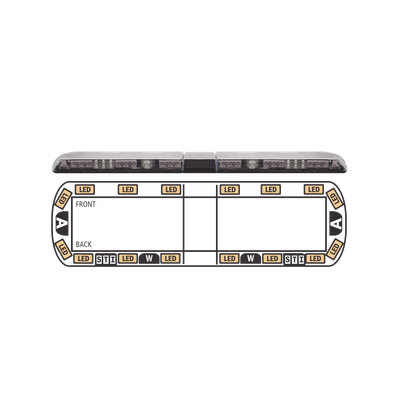 Torreta ámbar de 54" Vantage ™ 16 LED 2 luces de trabajo, 2 luces de callejón, 2 luces de freno, traseras y direccionales