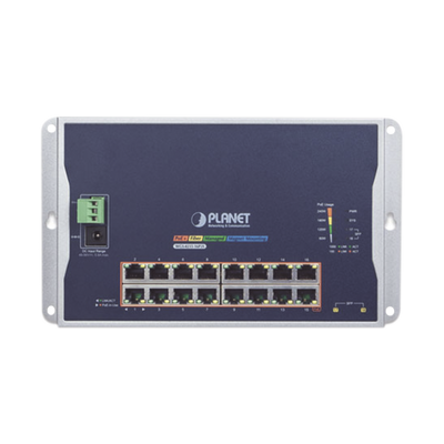 Switch Industrial Administrable Capa 2 de Pared,16 Puertos PoE 802.3at Gigabit y 2 Puertos SFP