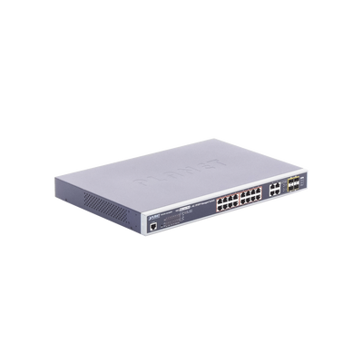 Switch Administrable 16 puertos 10/100/1000 802.3at PoE 230W y 4 puertos GigabitTP/SFP Combo