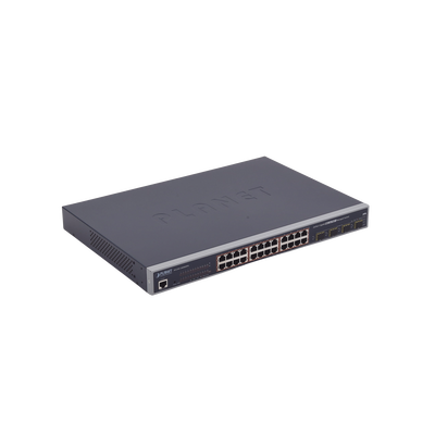 Switch Administrable L2+ de 24 puertos 10/100/1000T PoE+ con 4 puertos combo TP/SFP Gigabit Switch Administrable L2+ de 24 puertos 10/100/1000T PoE+ con 4 puertos combo TP/SFP Gigabit