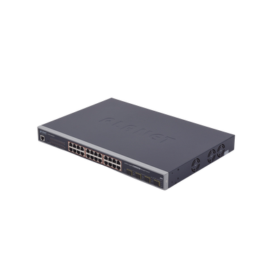 Switch Administrable L2+ de 24 puertos 10/100/1000T PoE+ con 4 puertos combo TP/SFP Gigabit Switch Administrable L2+ de 24 puertos 10/100/1000T PoE+ con 4 puertos combo TP/SFP Gigabit