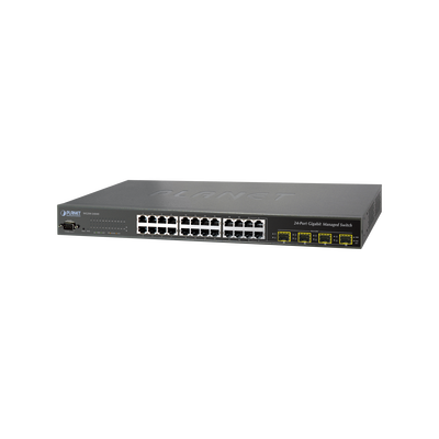 Switch Administrable L2+ 24 puertos 10/100/1000 Mbps, 4 Puertos Combo SFP Switch Administrable L2+ 24 puertos 10/100/1000 Mbps, 4 Puertos Combo SFP