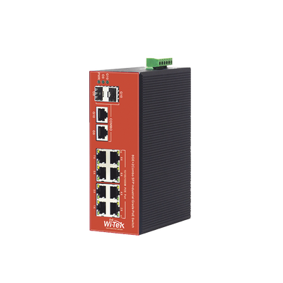 Switch Industrial PoE+ no administrable de 8 Puertos 10/100/1000Mbps + 2 SFP Combo, 150 W