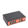 Switch PoE Industrial No administrable / Puertos 1-2 PoE 802.3 af/at y PoE 24 Vcc Pasivo 30W / Puertos 3-4 PoE 802.3 af/at/bt Hasta 60W / Puertos 5-8 PoE 802.3 af/at Hasta 30W / Los 8 puertos son Gigabit + 2 SFP combo / Presupuesto 300W