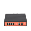 Switch PoE Industrial No administrable / Puertos 1-2 PoE 802.3 af/at y PoE 24 Vcc Pasivo 30W / Puertos 3-4 PoE 802.3 af/at/bt Hasta 60W / Puertos 5-8 PoE 802.3 af/at Hasta 30W / Los 8 puertos son Gigabit + 2 SFP combo / Presupuesto 300W
