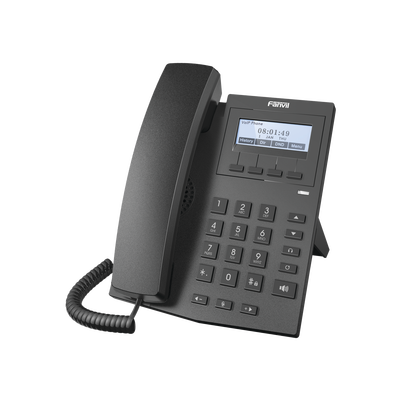 Teléfono IP empresarial para 2 lineas SIP con pantalla LCD 128 x 48 Px y conferencia de 3 vías, PoE