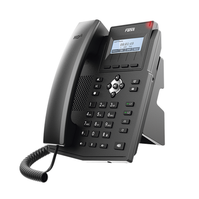 Teléfono IP empresarial para 2 lineas SIP con pantalla LCD, Puertos Gigabit, Códec Opus, conferencia de 3 vías, PoE.