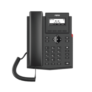 Teléfono IP empresarial para 2 lineas SIP con pantalla LCD, Códec Opus, conferencia de 3 vías, PoE.