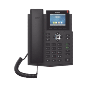 Teléfono IP empresarial para 4 líneas SIP con pantalla LCD de 2.8 pulgadas a color, puertos Gigabit, IPv6, Opus y conferencia de 3 vías, PoE
