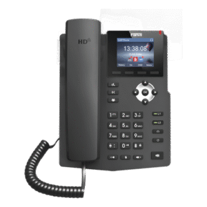 Teléfono IP empresarial para 2 lineas SIP con pantalla LCD de 2.4 Pulgadas a color y conferencia de 3 vías, PoE