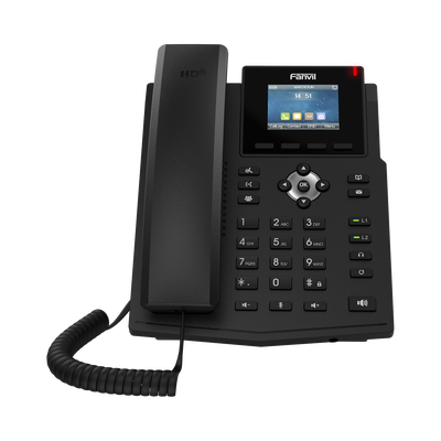 Teléfono IP empresarial para 4 líneas SIP con pantalla LCD de 2.4 pulgadas a color, Opus y conferencia de 6 participantes, PoE.