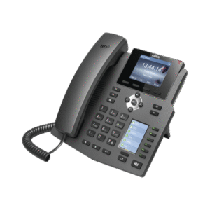Teléfono IP empresarial para 4 líneas SIP con 2 pantallas LCD, 6 teclas BLF/DSS, conferencia de 3 vías, PoE