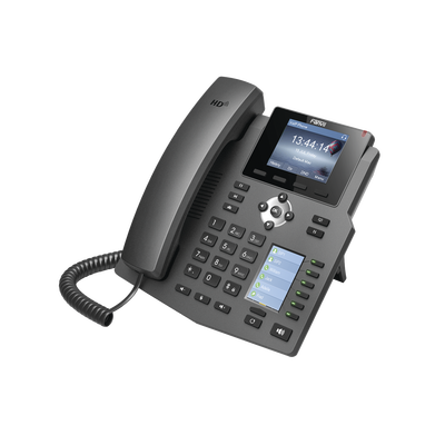 Teléfono IP empresarial para 4 Líneas SIP con 2 pantallas LCD, 6 teclas BLF/DSS, puertos Gigabit y conferencia de 3 vías, PoE