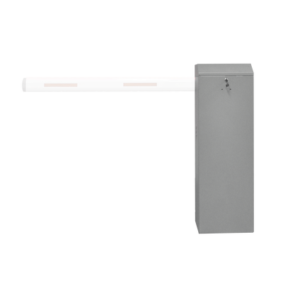 Barrera vehicular izquierda / Soporta brazo de hasta 5.5 m / Final de carrera ajustable por programación / Movimiento fluido / Diseño elegante color gris Barrera vehicular izquierda / Soporta brazo de hasta 5.5 m / Final de carrera ajustable por programación / Movimiento fluido / Diseño elegante color gris